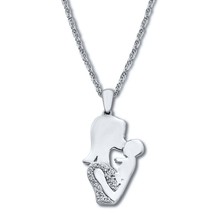 1/10Ct Diamonds Mother &amp; Baby Pendant Chain Sterling Silver Necklace Day - £72.10 GBP