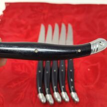 6X Laguiole Jean Dubost Steak Knives France Bee Black Handle 9" Serrated - $26.98