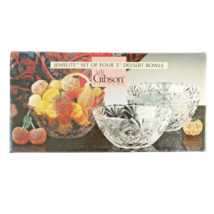 Gibson Jewelite Dessert Bowls Set of Four 5&quot; Pineapple Crystal NOS 1987 VTG - £12.86 GBP