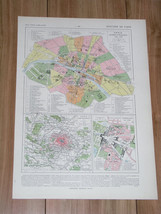 1925 Vintage Historical Map Of Paris During French Revolution Versailles France - $25.56