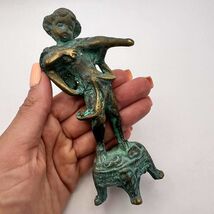 Antique Viennese Cast Bronze Collectible Handmade Figure Statue Boy Putt... - $168.00