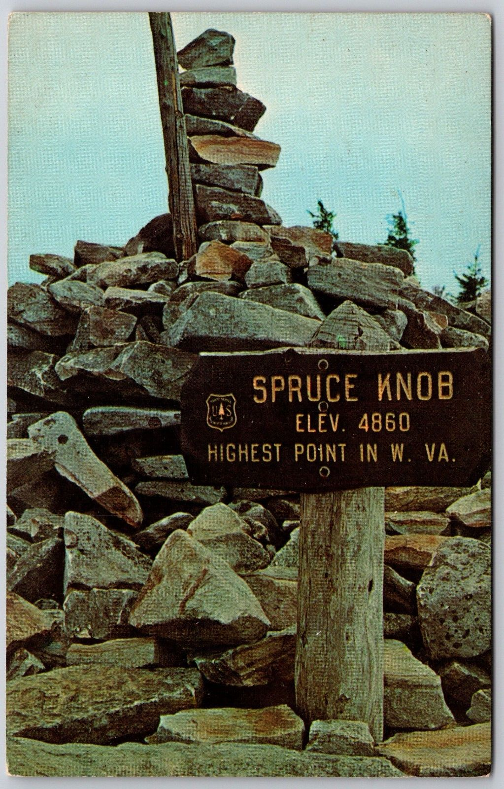 Primary image for WV West Virginia Summit Spruce Knob Sign View Postcard