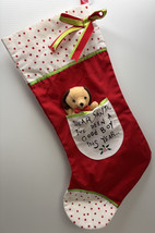 Vintage Russ Berrie Christmas Stocking 3d pocket Dear Santa Dog Puppy 18... - £8.02 GBP