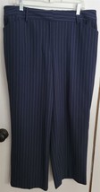 Womens Petites 16P Context Dark Navy Blue Pin Stripe Business Casual Pants - $18.81