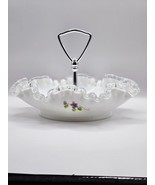 Vintage Fenton Silver Crest Hand-Painted Violets In The Snow Server - £27.59 GBP