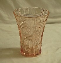 Anchor Hocking Pink Depression Glass Flower Vase Horizontal Vertical Geometric - £31.15 GBP