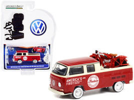 1968 Volkswagen Type 2 Double Cab Pickup Truck Red Cream America&#39;s First Motorcy - £14.50 GBP