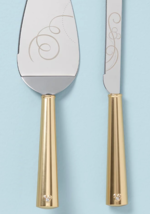 Lenox Disney Bridal Dessert Cake Knife &amp; Server 2 PC. Gold Handle Mickey... - $48.41