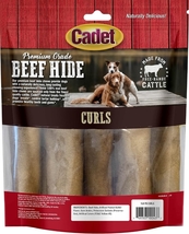 Cadet Premium Grade Beef Hide Chew Curls Peanut Butter Flavor 3 lbs (3 x 1 lb) C - £70.67 GBP