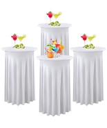 4 Pack White High Top Cocktail Table Cloth,Wrinkle Free Stretch Cocktail... - $91.99