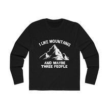 Humorous &quot;I Like Mountains and Maybe Three People&quot; Graphic Printed Men&#39;s... - £29.09 GBP+