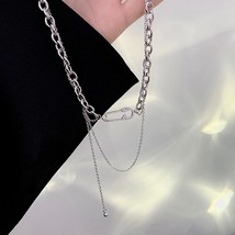 New Metal Personality pin Pendant Clavicle Chain Fashion Hip-Hop Irregular Neckl - £12.63 GBP