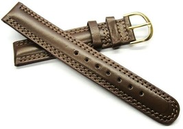 Gilden NOS Vintage Brown Stitched Unused Watch Band w Gold Tone Buckle 1... - $24.75