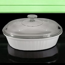 Vtg Corning French White F-2-B 2.5 Qt Casserole Roaster w/Pyrex Lid DC-1.5-C Usa - $24.66