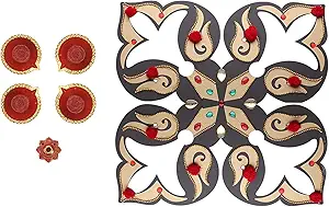 StoreIndya Decoration Set of 4 Clay Oil Lamp Home Candle Tea Light Holders - $11.68