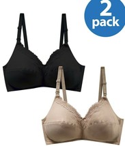 Secret Treasures Softcup Cotton Nursing Bra&#39;s 2 Pack 34C Black &amp; Beige NEW - £16.23 GBP