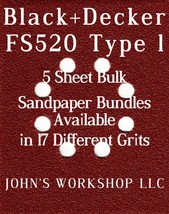 Black+Decker FS520 Type 1 - 1/4 Sheet - 17 Grits - No-Slip - 5 Sandpaper Bundles - $4.99