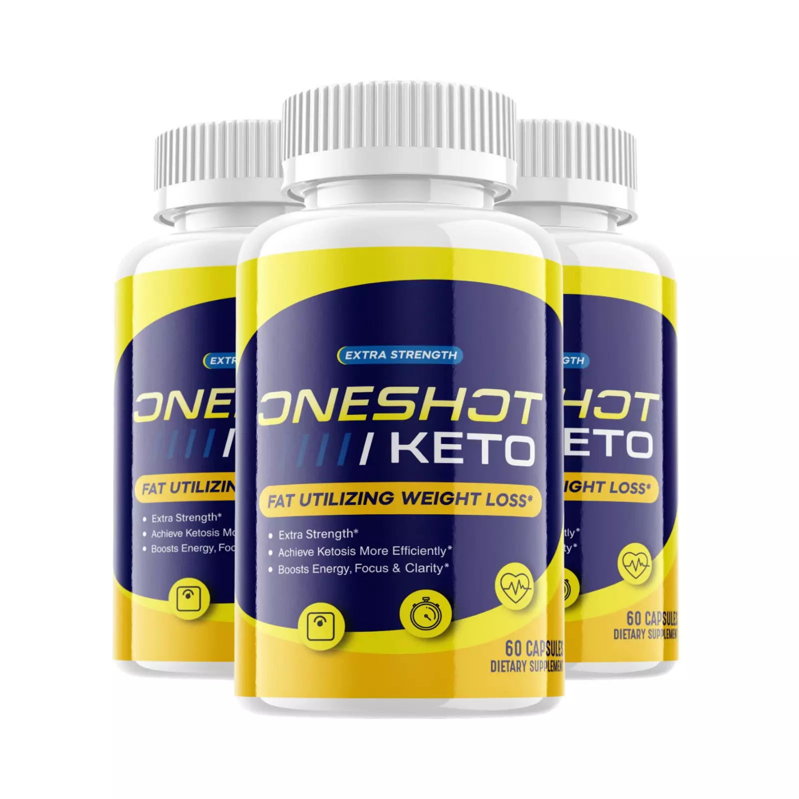 3-Pack One Shot Keto Pills, OneShot Keto All Natural Dietary Supplement ... - £43.99 GBP