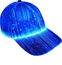 Fiber optic cap LED hat with 7 colors luminous glowing baseball hats USB Chargin - £62.98 GBP