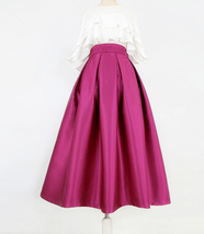 Black A-line Pleated Midi Skirt Outfit Women Custom Plus Size Party Midi Skirt image 7