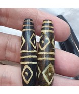 2 Rare Pattern Large South Asian Burmese Old Black&amp;white pyu Pumtek Amul... - $1,391.74 MXN