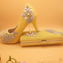 gold  Peacock Women wedding shoes with matching bags female shoes Party dress sh - £172.92 GBP