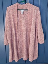 Catherines Pink Beige Marbled Textured Open Cardigan Sweater 1X 18 - 20W - $17.82