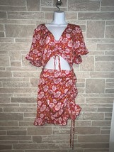 Pretty Little Thing Midriff Floral Ruffle Detail Dress Boho Festival Siz... - $23.76