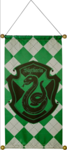 Harry Potter Hogwarts Fabric House Banner with Plastic Dowel Slytherin 30&quot; x16&quot; - £11.22 GBP