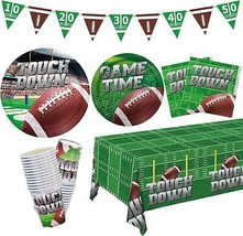 Football Party Supplies Kit Serve 25 Includes Disposable Dinner Plates Dessert P - £44.59 GBP