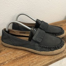 Ugg Women&#39;s Marrah Charcoal Suede Kiltie Fringed Mocs Moccasins Loafers Size 9.5 - £22.75 GBP