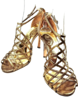 Women High Heels Sandal Bronze Size 9.5 JESSICA BENNETT Leather Cage Stiletto - £31.62 GBP
