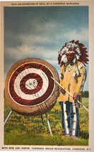 Cherokee marksman, bow and arrow, Indian Res., North Carolina, vintage postcard - £10.26 GBP