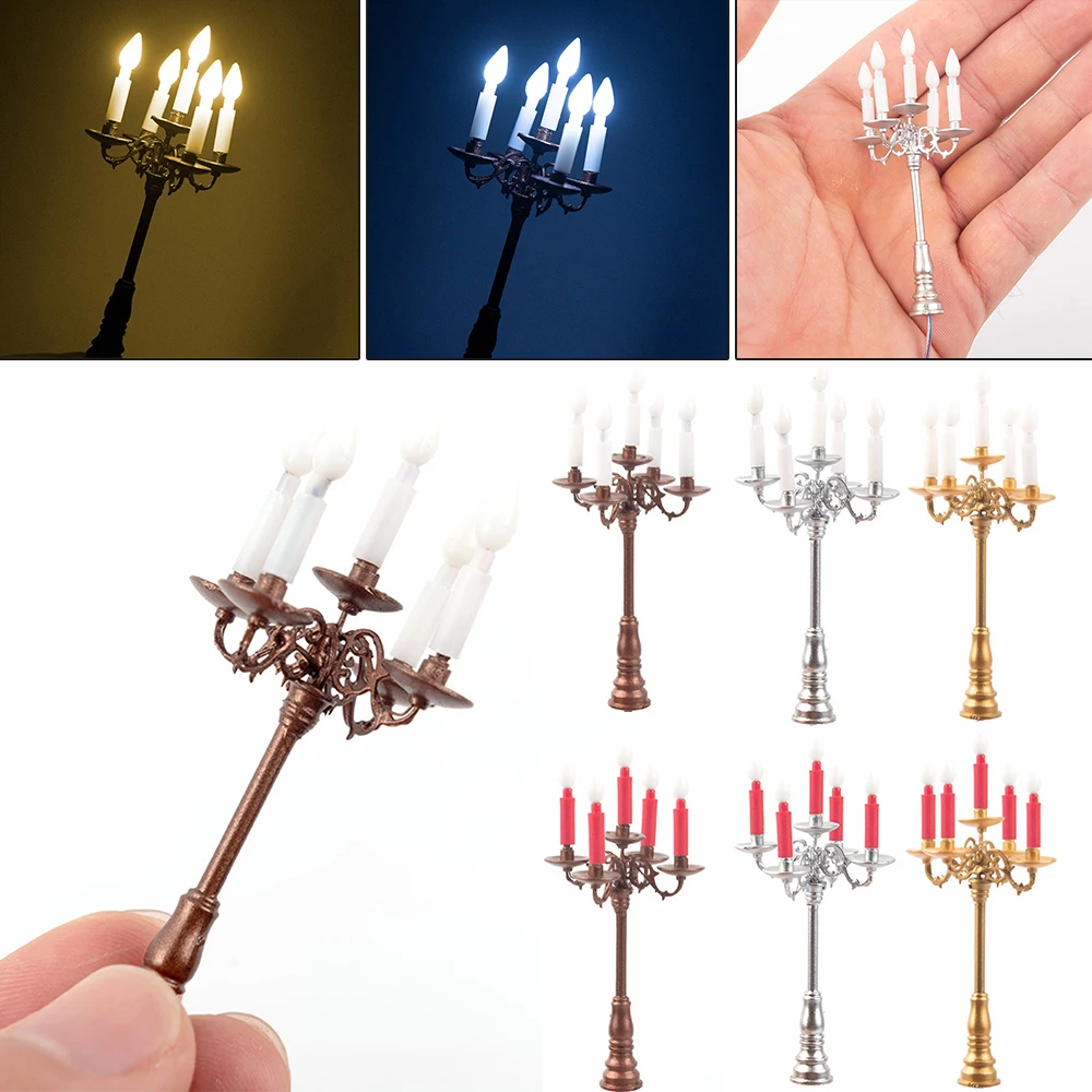 5Pcs 1:87 Scale Miniature Candlesticks Dollhouse Miniature Electric Light Lamp - £17.66 GBP