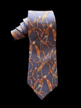 Raffaello ROMA Seta Silk Mens Necktie Italy Blue Equestrian 3.75W x 60.5&quot;L - $17.45