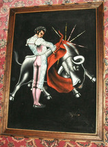 Torero Bullfighter Matador Painting On Velvet Pop Culture Retro Man Cave Decor - £74.45 GBP