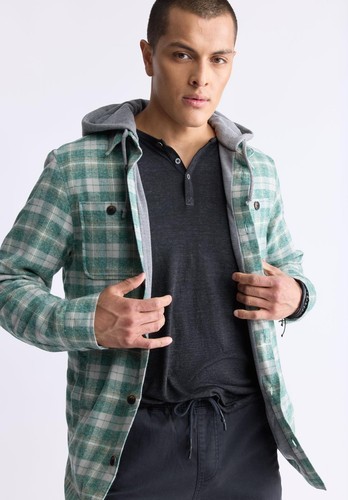 Buffalo David Men's Jakeim Plaid Flannel Hooded Shirt-Jacket Rain Forest-Large Item image 5