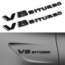 2X V8 BiTurbo Emblem Side Fender 3D Raised Letter Badge for AMG 2014-202... - $11.36