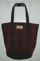 Vintage Woolrich Red Black Plaid Bag Tote Wool Nylon Blend USA Bin M - $36.78