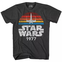 Star Wars Vintage Distressed Logo X-Wing 1977 Style T-Shirt Black - £27.87 GBP+