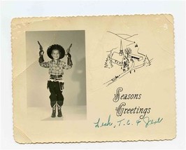 Boy in Cowboy Regalia Boots Guns Hat Seasons Greetings Photo Card - £10.90 GBP