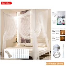 Versatile White Bed Canopy with Hooks – Stylish Mosquito Protection for ... - $39.55