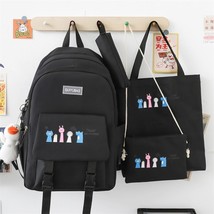 4 Pcs Set Harajuku Canvas Women Kawaii Backpack School Bags for Teenage Girls La - £93.06 GBP