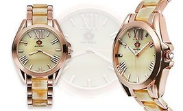 NEW Louis Richard 9440 Women&#39;s Brown/Gold Cream Carra Ladies Nice Swiss Watch - £23.69 GBP