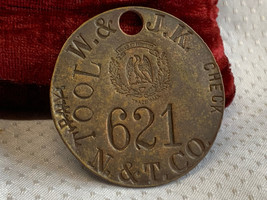 Vtg W &amp; J.K. Tool Chit Employee Check Coin Token #621 N&amp;T Co. Pendant - $39.55