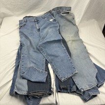 Bulk Denim Jeans Lot  About 10 lb Mens Womens Scrap Crafting Blue - $14.85