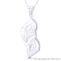Twin Flame Charm 45x16mm Statement Pendant in 925 Sterling Silver Chunky Jewelry - £18.31 GBP+