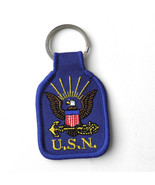USN US NAVY LOGO EMBROIDERED KEY CHAIN KEY RING 1.75 X 2.75 INCHES - £4.44 GBP