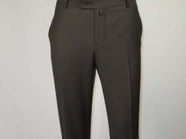 Men's MONO Turkey Slacks 100% Wool Plain Front Slim Fit 2502-11 D. Brown image 5