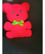 Vintage Handmade Christmas Bear With Embroidered Face RED/GREEN - £5.86 GBP